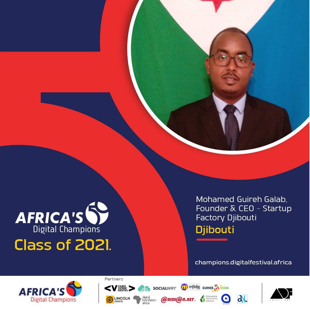 Mohamed Guireh Galab, jeune entrepreneur djiboutien parmi les 50 Champions du Digital Africain 2021