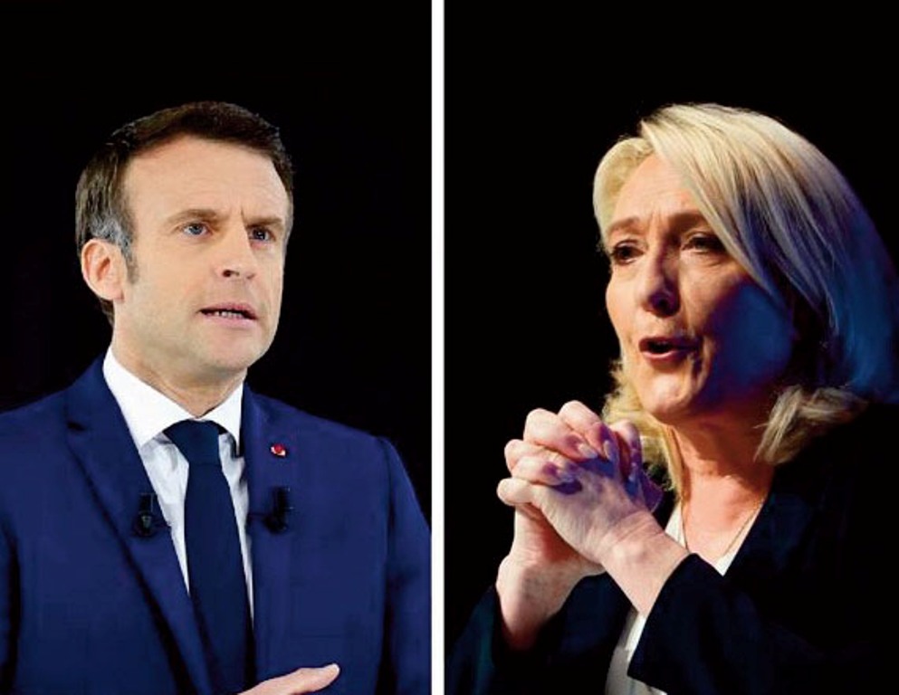 France : EMMANUEL MACRON ET MARINE LE PEN AU 2ND TOUR DE LA PRÉSIDENTIELLE 2022