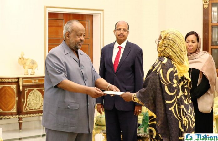 Le Président Guelleh reçoit les Lettres de Créances de la nouvelle Ambassadrice du Soudan à Djibouti