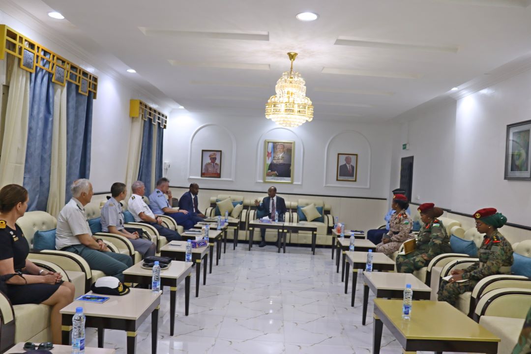LE MINISTRE HASSAN OMAR MOHAMED REÇOIT UNE IMPORTANTE DELEGATION D’ATTACHES DE DEFENSE DE PAYS EUROPEENS ET D’AUSTRALIE