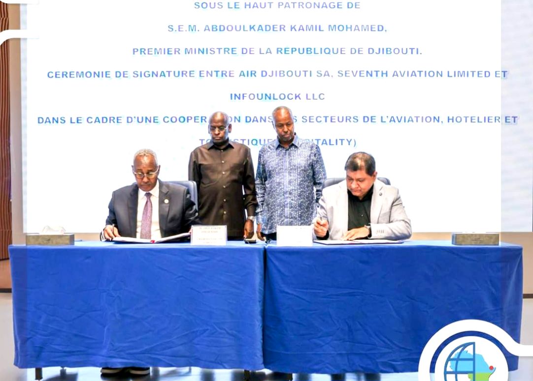 Le PM rehausse de sa présence la cérémonie de signature d'un protocole d'accord entre Air Djibouti et 7th Aviation &amp; Infounlock LLC