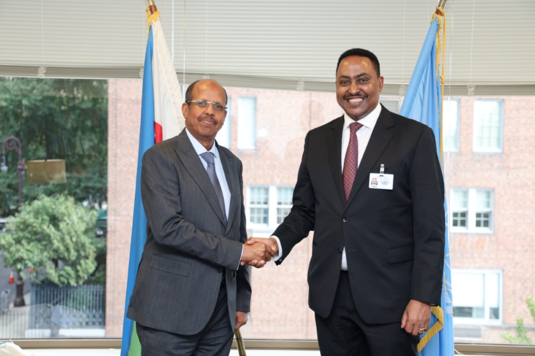 Rencontre entre le ministre des Affaires Étrangères et de la Coopération Internationale, Mahmoud Ali Youssouf, et le Secrétaire Exécutif de l'IGAD, Dr. Workneh Gebeyehu, en marge de l'Assemblée Générale des Nations Unies